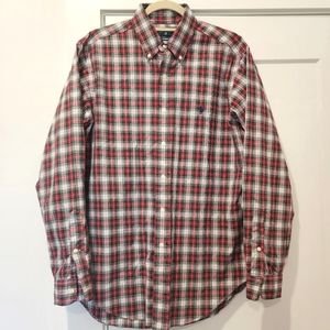 Ralph Lauren Red and Green Plaid Cotton Button Down Shirt Classic Fit Size M